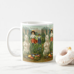 Caneca De Café Coelho de Páscoa Vintage e Crianças Feliz Época de
