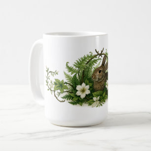 Caneca De Café Coelho em Folhagem Floral