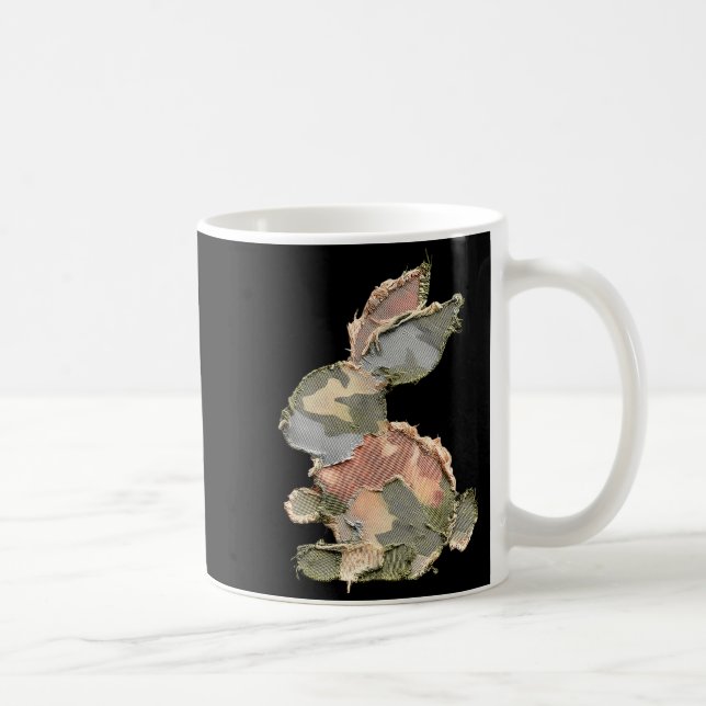 Caneca De Café Coelho Engraçado Crochê Patchwork Camo Coelho Feli (Direita)