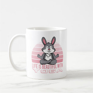 Caneca De Café Coelho engraçado e fofo fazendo ioga. poses engraç