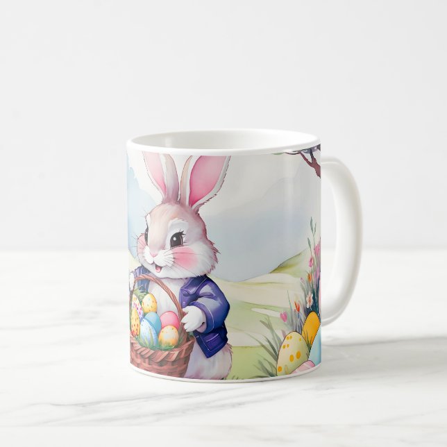 Caneca De Café Coelho feliz 1, Páscoa (Frente Esquerda)