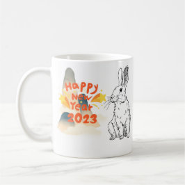 Caneca De Café coelho feliz ano novo, 2023