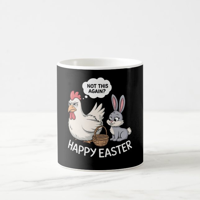 Caneca De Café Coelho Feliz de Páscoa Frango Não Isso Novamente (Centro)