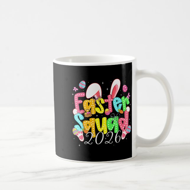 Caneca De Café Coelho Feliz Páscoa Equipe de Páscoa 2026 Meninas  (Direita)