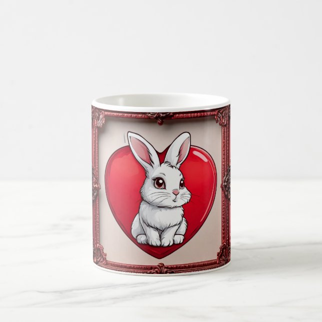 Caneca De Café Coelho fofo com coração (Centro)