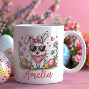 Caneca De Café Coelho Fofo com Óculos de Sol Personalizado Presen