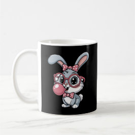 Caneca De Café Coelho Fofo com Óculos Soprando Chiclete
