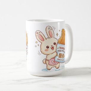 Caneca De Café Coelho Fofo Comendo Bife de Frango Frito Taiwanês