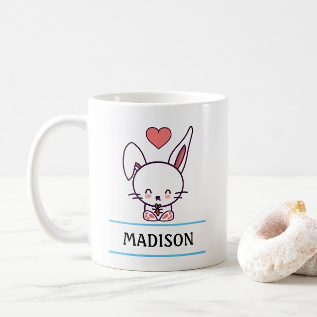 Caneca De Café Coelho Fofo Personalizado (Com Donut)