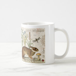 Caneca De Café coelho francês vintage moderno no jardim