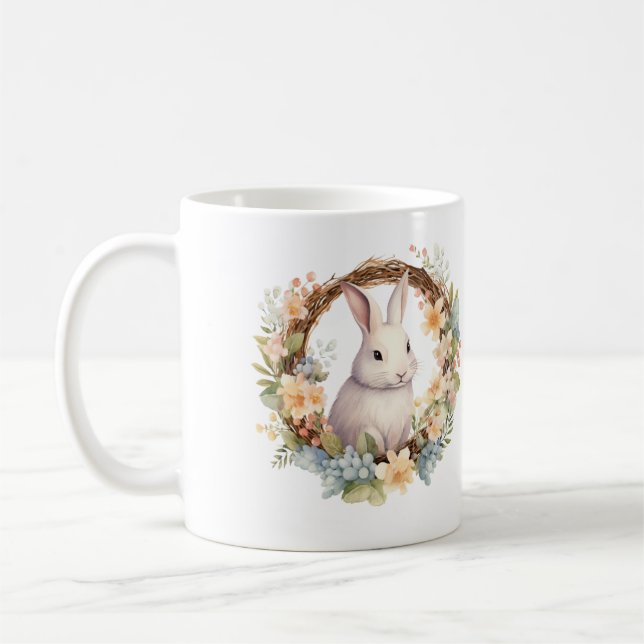 Caneca De Café Coelho Pálido com VAZIO de Flores de primavera (Esquerda)