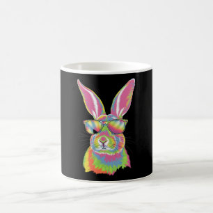 Caneca De Café Coelho Rosto Fofo Óculos de Coelho Páscoa Tie Dye