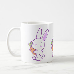 Caneca De Café Coelho Rouxinol Pastel Roxo Fofo
