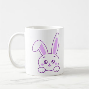 Caneca De Café Coelho roxo pastel fofo Kawaii Peeking Fofo