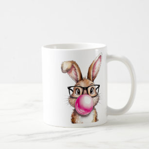 Caneca De Café Coelho Soprando Bolha Goma-Páscoa Dia Rosa Qui