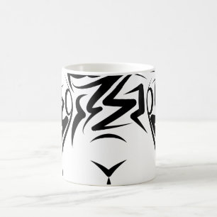 Caneca De Café Coelho Tribal Negro e Branco