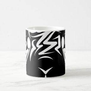 Caneca De Café Coelho Tribal Negro e Branco