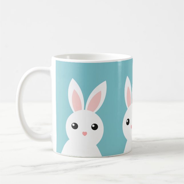 Caneca De Café Coelhos bonitos sobre fundo azul Mug (Esquerda)