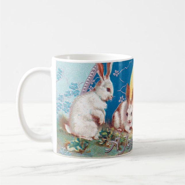 Caneca De Café Coelhos coelhinhos adoráveis com ovos de Páscoa (Esquerda)