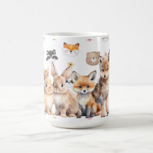 Caneca de Café Coelhos da Floresta Raposa Lobo