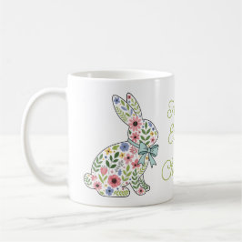 Caneca De Café Coelhos de Páscoa de Flores Silvestres Rosa e Azul