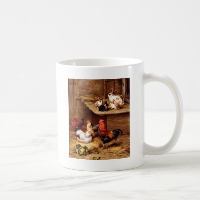 Caneca De Café Coelhos dos animais de fazenda das galinhas do (Direita)