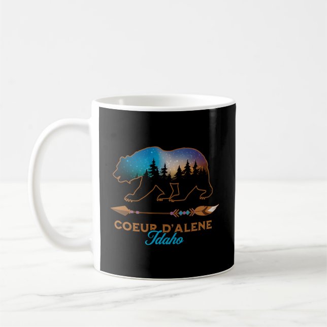 Caneca De Café Coeur D'Alene Idaho Bear Starry Night Viagem (Esquerda)