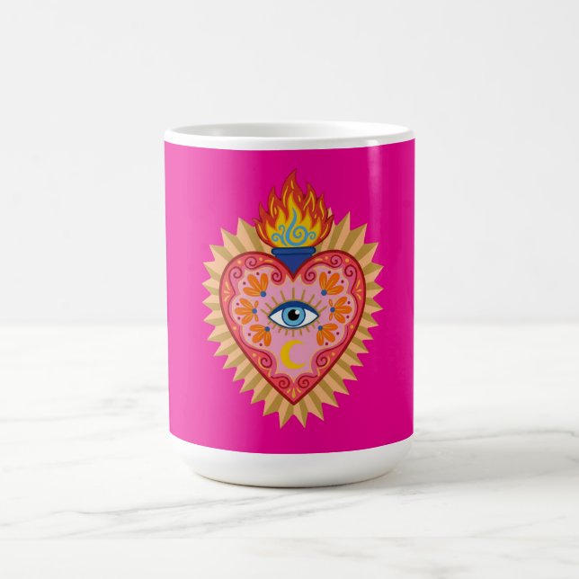Caneca De Café Cœur Sacré Mexicain avec Œil Protecteur et Flamme  (Centro)