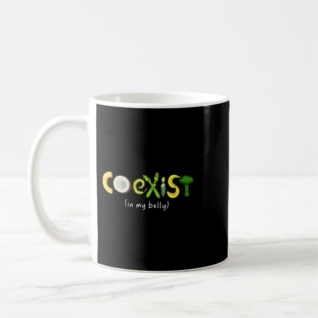 Caneca De Café Coexiste Vegetal Broccoli Parody Funny Vegan Appa (Esquerda)