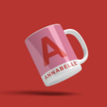 Caneca De Café Coff de nome personalizado cor-de-rosa-bloco-color<br><div class="desc">O moderno bloco colorido,  cor-de-rosa-menina e nome personalizado vermelho. Com espaço para iniciais e nome. As cores podem ser alteradas.</div>