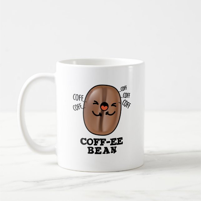 Caneca De Café Coff-ee Funny Coughing Café Bean Pun (Esquerda)