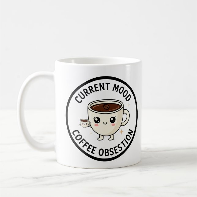 Caneca De Café "COFFEE ADDICT" Cute Cartoon Coffee Cup Mug (Esquerda)