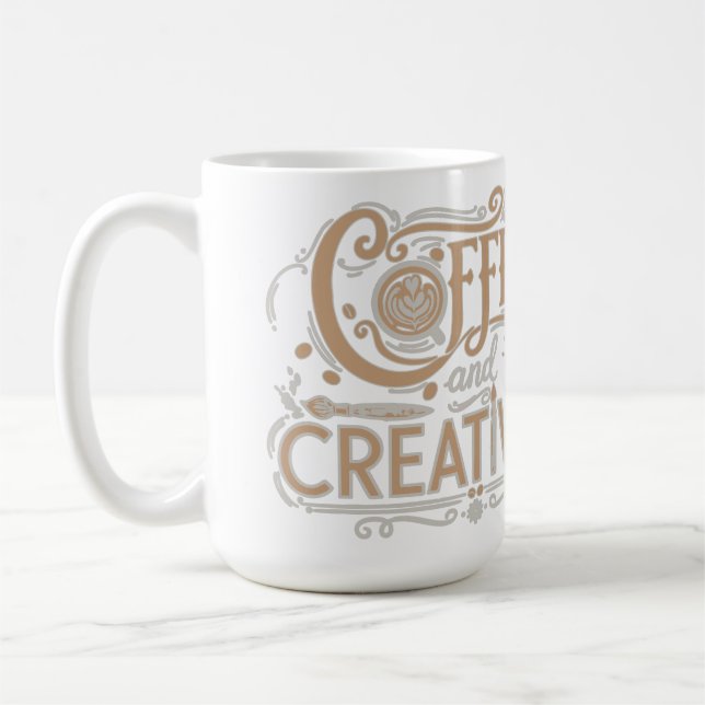 Caneca De Café Coffee and Creativity Typography (Esquerda)