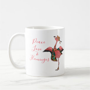 Caneca De Café Coffee Bohemian Peace Love & Flamingo Coffee Mug
