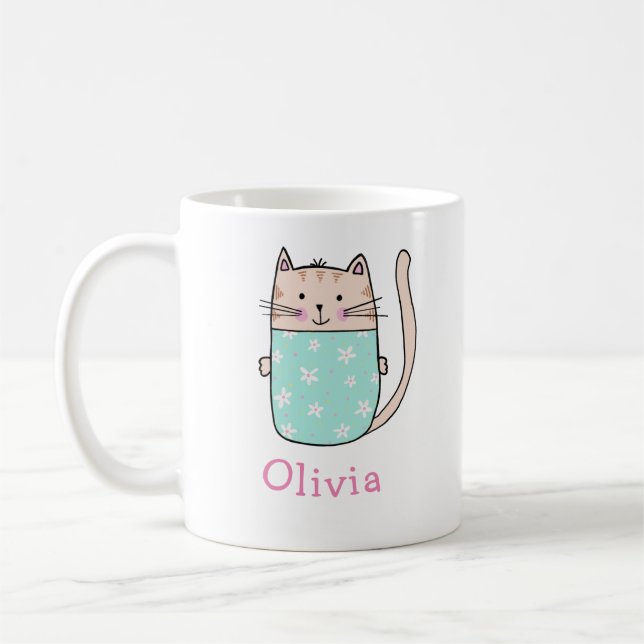 Caneca De Café Coffee Cat Personalizado Nome Personalizado Coffee (Esquerda)