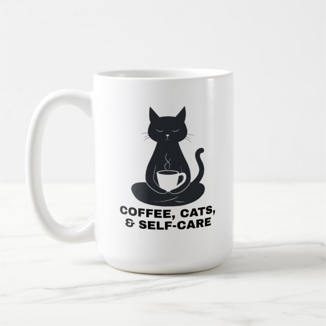 Caneca De Café Coffee, Cats, and Self-Care (Esquerda)