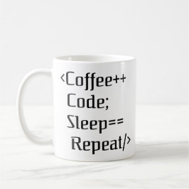 Caneca De Café Coffee+ Code; Sleep==Repetir | Engraçado programad