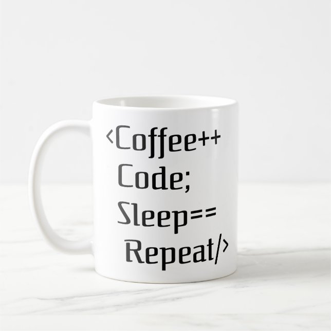 Caneca De Café Coffee+ Code; Sleep==Repetir | Engraçado programad (Esquerda)