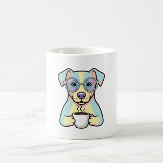Caneca De Café Coffee Dog with Glasses – Cute Whimsical Illustrat