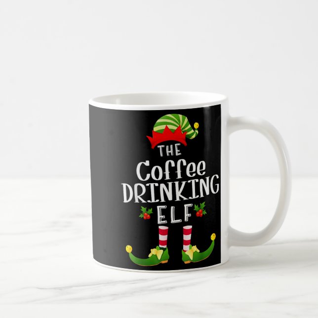 Caneca De Café Coffee Drinking Christmas Elf Matching Pajama X-ma (Direita)