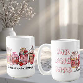 Caneca De Café Coffee is My Love Language Couple Mr and Mrs Funky