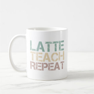 Caneca De Café Coffee Latte Teach Repeat Funny Teachers Quote