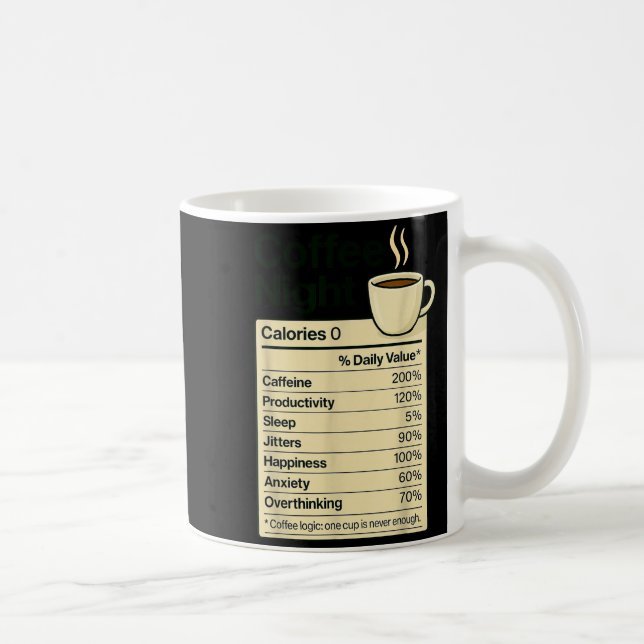 Caneca De Café Coffee Lover Night Funny Nutrition Facts Costume F (Direita)