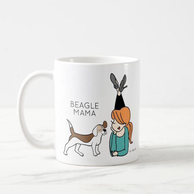 Caneca De Café Coffee Mama de Beagle Personalizada (Esquerda)
