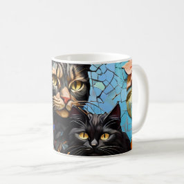 Caneca De Café Coffee Mug Cat Mosaico, Vidro Designer Mug