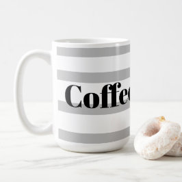 Caneca De Café Coffee Mug Clássico - Cinza Blue Hoops