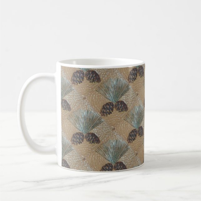 Caneca De Café Coffee Mug com Pinecone Design (Esquerda)