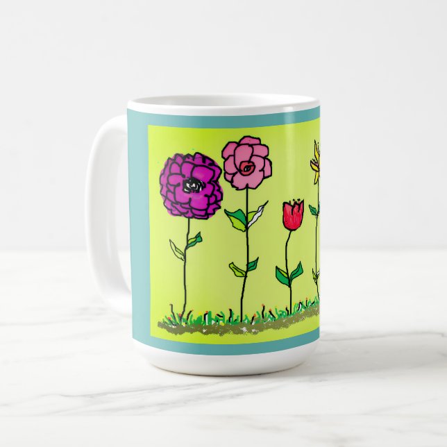 Caneca De Café Coffee Mug - Digital Flowers (Frente Esquerda)