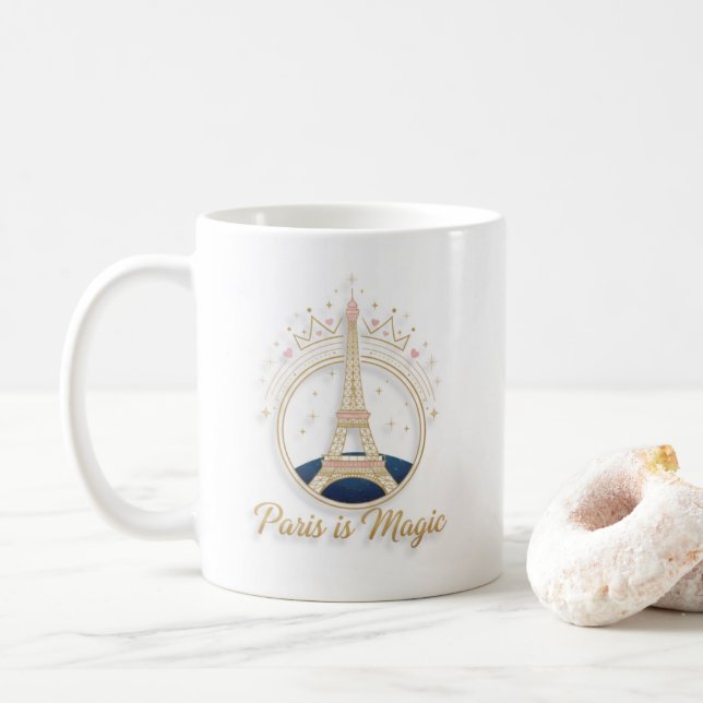 Caneca De Café Coffee Mug - Elegant paris Eiffel Tower (Com Donut)