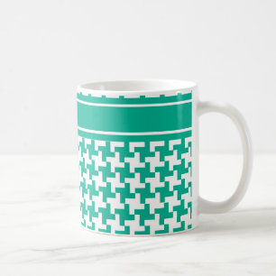 Caneca De Café Coffee Mug, Emerald Green Dogtooth Check